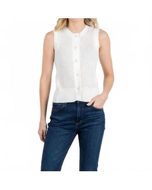 Brodie Cashmere Mix Pointelle Tank - Blue