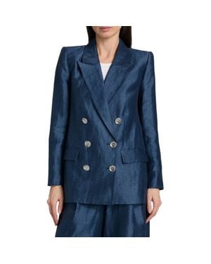 L'Agence Cambrie Oversized Double-Breasted Blazer - Blue