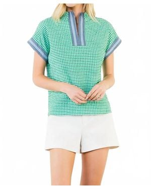 Thml Short Sleeve Gingham Patterned Top - Green