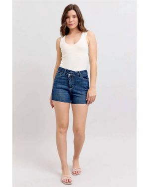 Judy Blue Criss Cross Shorts - Blue