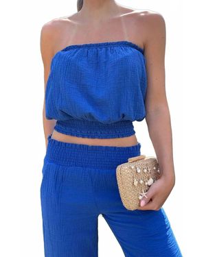 Bobi Smocked Tube Top - Blue