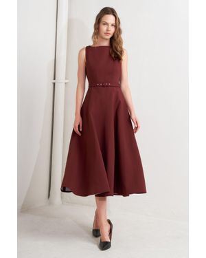 TRUEDAMES Living The Dream Wine Woven Midi Dress - Red