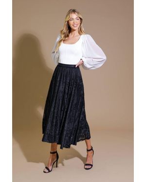 TRUEDAMES Ease My Mind Velvet Midi Skirt - Blue
