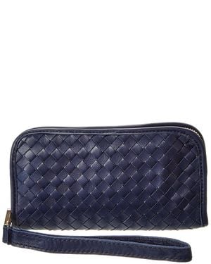 Isabella Rossetti Ora Hand-Woven Leather Wallet - Blue
