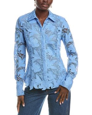 Oscar de la Renta Silk-Lined Blouse - Blue
