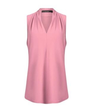 Iris Setlakwe Matte Jersey Sleeveless Pleated V Neck Top - Pink