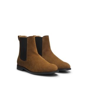 BOSS Suede Chelsea Boots With Double B Hardware - Brown