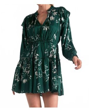 Elan Long Sleeve V-Neck Dress - Green