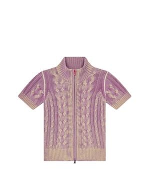 DIESEL Short-Sleeved Knit Top With Cable Knit Pattern - Purple