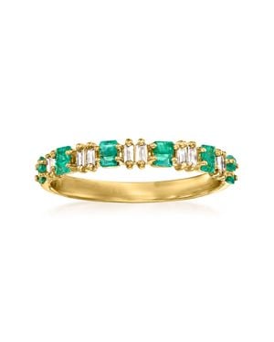 RS Pure Ross-Simons Emerald And Diamond Ring - Green