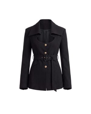 Saiid Kobeisy Tailored Blazer With Deep Neckline And-Tone Accents - Black
