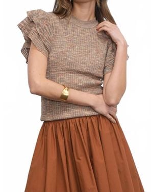 Greylin Rowe Flutter Sleeve Top - Brown