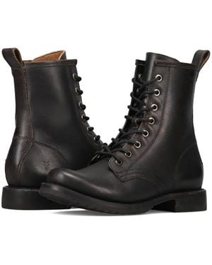 Frye Veronica Flex Fr41546-Anbk Boot Leather Combat Zpo2004 - Black