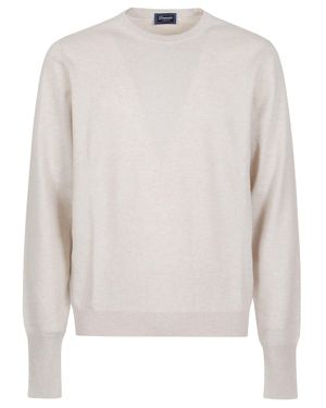 Drumohr Finely Knit Cashmere Round-Neck Sweater - White