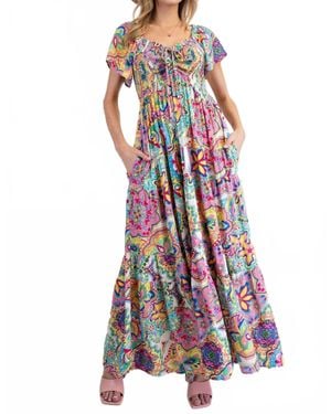Easel Paisley Smocked Tiered Maxi Dress