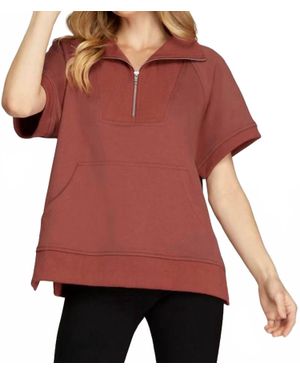 She + Sky Brickyard French Terry Top - Red