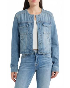Hidden Jeans Collarless Jacket - Blue