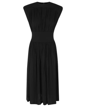 Anine Bing Fran Draped Viscose Midi Dress - Black