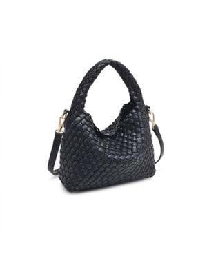 Moda Luxe Woven Vegan Leather Crossbody Bag - Black