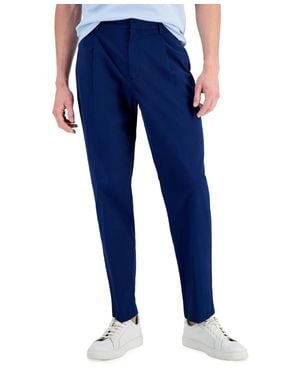 Alfani Stretch Pleated Pants - Blue