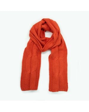 Portolano Chunky Scarf With Cables - Red