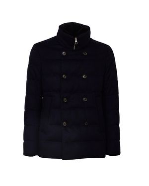 Montecore Beauer Double-Breasted Quilted Wool-Silk Peacoat - Blue