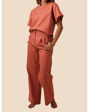 Lucy Paris Joey Linen Crop Top - Orange