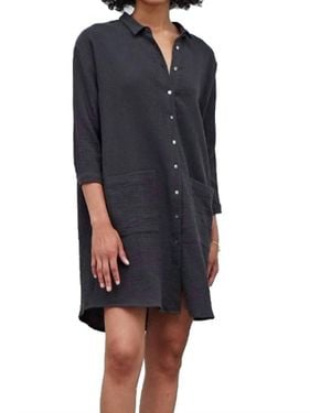 GRADE & GATHER Faded Cotton Double Mini Dress - Blue