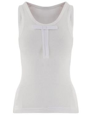 ALAINPAUL Ribbed Bow Lyocell-Blend Tank Top - Gray