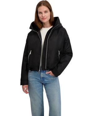 Laundry by Shelli Segal Heavyweight Windbreaker Jacket With Sherpa Lined Hood - Black