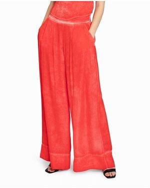 Nicole Miller Garment Dyed Silk Wide Leg Pant - Red