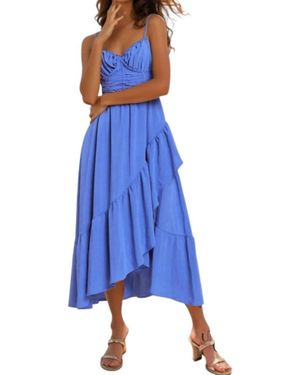 In The Beginning Dinorah Side Cutout Detailed Maxi Dress - Blue
