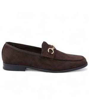 Infinity Leather Suede Moccasin Leather Lined Loafers - Brown