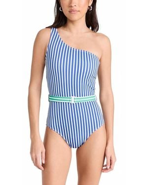 Shoshanna One Shoulder One Piece - Blue