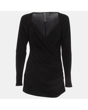 Norma Kamali Lycra Sweetheart Side Drape Top - Black