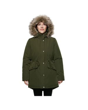 Rokka&Rolla Mini Fur Lined Parka Coat - Green