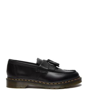 Dr. Martens Adrian Fringed Detail Stitching Leather Loafers - Black