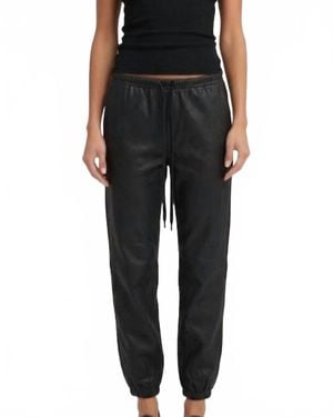 SPRWMN Leather Drawstring Jogger - Black