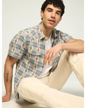 Lucky Brand Short Sleeve Mesa Western Jacquard Shirt - Natural