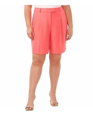 Cece High Waisted Pleated Dress Bermuda Shorts - Red