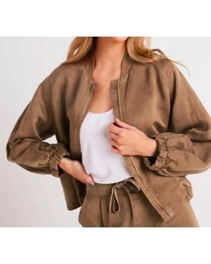 Bella Dahl Chloe Clean Bomber Jacket - Brown