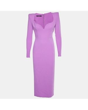 Alex Perry Crepe Maren Curved Midi Dress - Purple