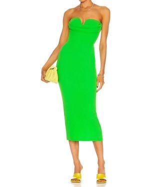 Alex Perry Darcy Stretch Crepe Sweetheart Drape Strapless Dress - Green