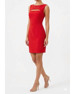 MILLY Crepe Cutout Sheath Dress - Red
