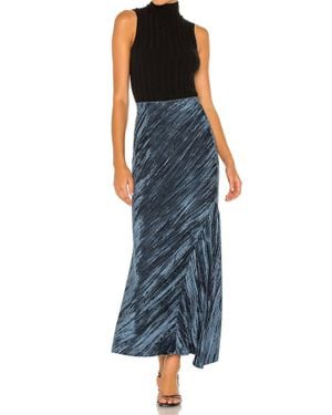 Free People Crushed Velvet Slip Maxi Skirt - Blue