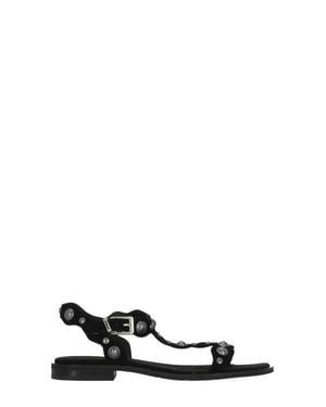 Ash Phanny Studded Suede Sandals - White