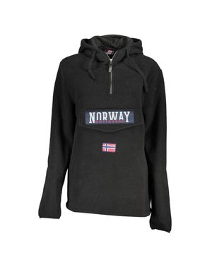 Norway 1963 Elegant Half Zip Hooded Sweatshirt - Black