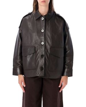 Sessun Harriboyd Boxy Cropped Leather Jacket - Black