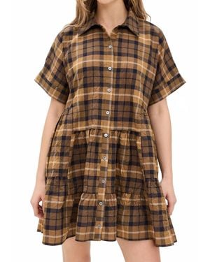 Sea Caja Plaid Tunic Dress - Brown