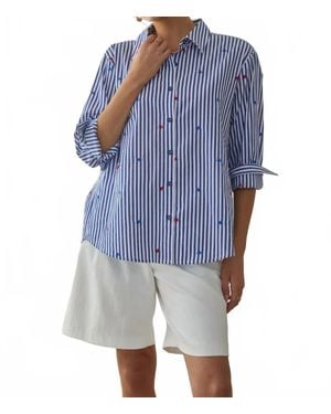 Skies Are Blue Patriotic Striped Shirt With Stars - Blue